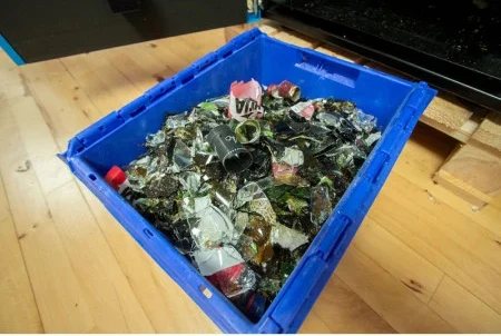 Verre fragmenté par un broyeur à verre SOLU-GREEN